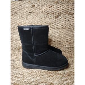 Bearpaw Emma Shearling Black Lined Suede Mid Snow Boot Women's Size 11